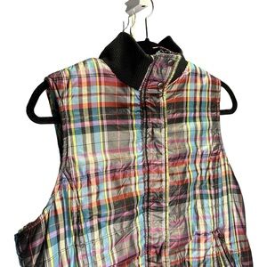 Christopher Banks Bomber Style Vest Metallic Vibes with Great Mix of Color L